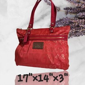 Coach lg red poppy tote
